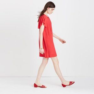 NEW Madewell Red Hot Lace-Up Flutter Dress